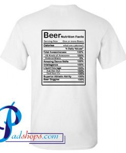 Beer Nutrition Facts T Shirt Back