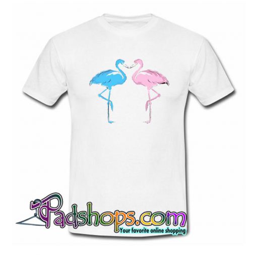 Blue And Pink Flamingo T Shirt SL