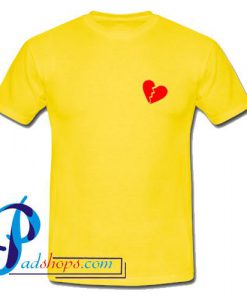 Broken Heart Print Pocket T Shirt