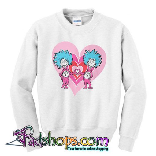 Dr Seuss Valentine Thing 1 Thing 2 Sweatshirt SL