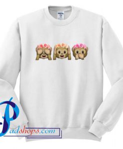 Flower Crown Monkey Emoji Sweatshirt