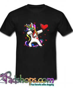 Funny Dabbing Unicorn Valentines Day T Shirt  (PSM)