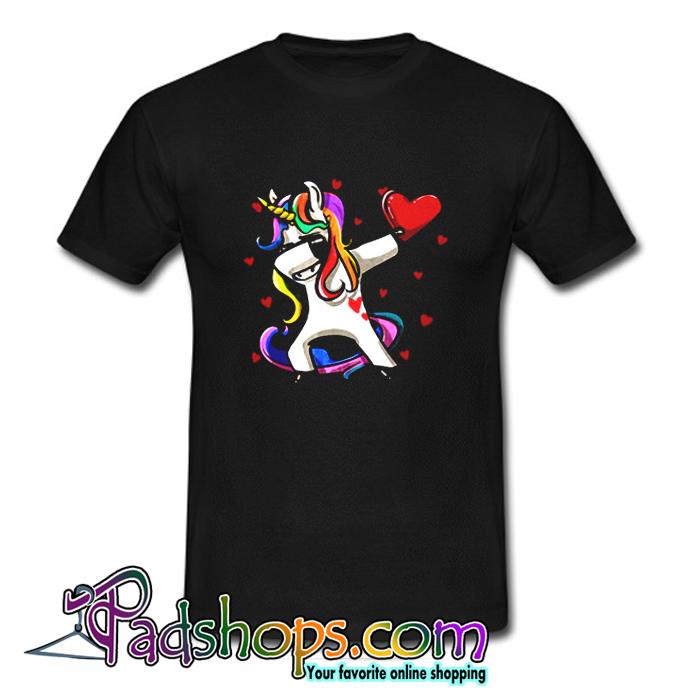 Funny Dabbing Unicorn Valentines Day T Shirt (PSM)