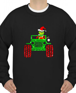 Glitter Grinch Drive Jeep Christmas Sweatshirt