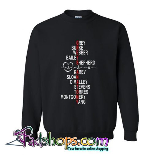 GreyS Anatomy Cast Names Unisex Sweatshirt SL