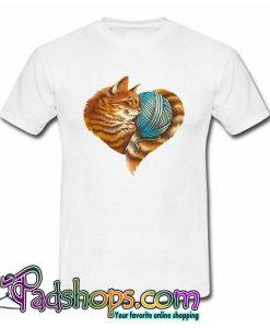 Heart Knitting Kitten T Shirt (PSM)