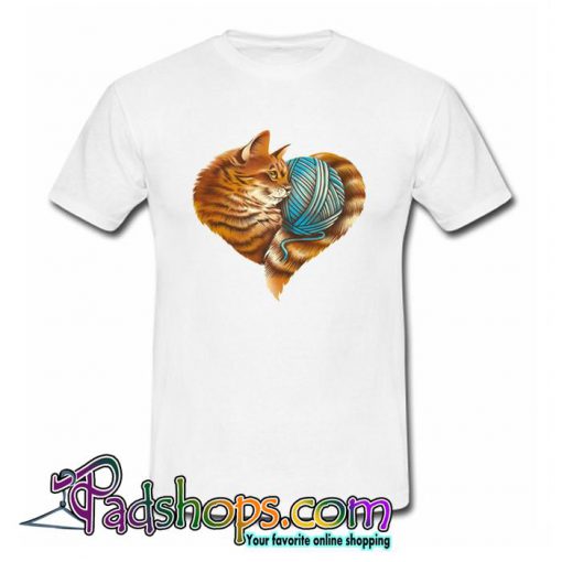 Heart Knitting Kitten T Shirt (PSM)