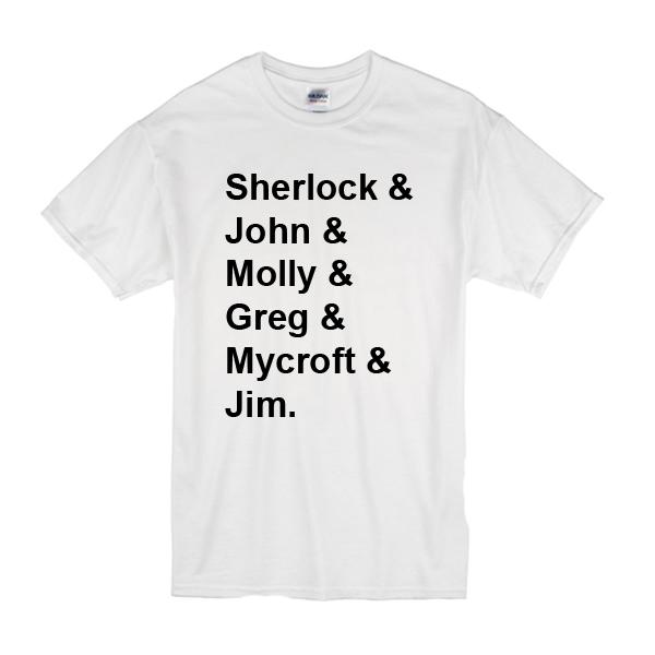 Helvetica Sherlock and John and Molly and Greg and Mycroft and Jim T Shirt