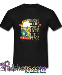 Hippie car Imagine all the people living life in peace T Shirt (PSM)