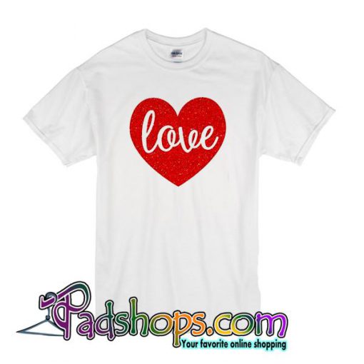 Love sparkly red heart GIRLS T Shirt
