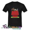 Peanuts Snoopy Parody Smoking Snoop Dogg On Rooftop Funny Black T Shirt (PSM)