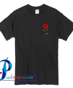 Red Rose Drawing Pocket Print T Shirt