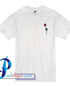 Rose Flower Choker Print Pocket T Shirt