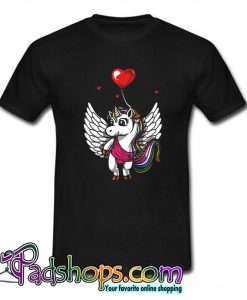 Unicorn Valetines Day Love Heart Balloon T Shirt (PSM)