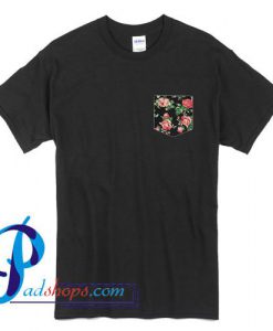 Vintage Rose Floral Print Pocket T Shirt