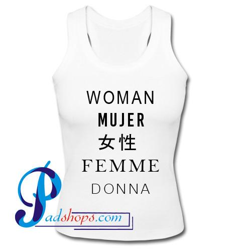 Woman Mujer Female Femme Donna Different Languages Woman Graphic Tank Top