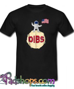 DIBS American Flag On Moon Astronaut Space T-Shirt-SL