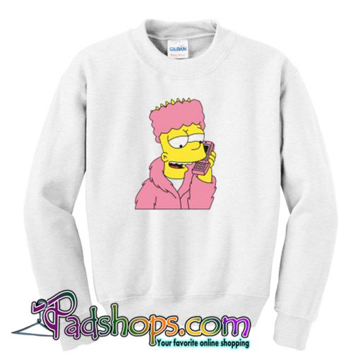 Bart Simpson Camron Dipset Killa Bart Pink Meme Hip Hop Sweatshirt-SL