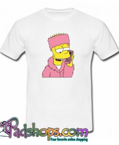Bart Simpson Camron Dipset Killa Bart Pink Meme Hip Hop T Shirt-SL