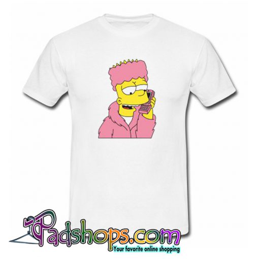 Bart Simpson Camron Dipset Killa Bart Pink Meme Hip Hop T Shirt-SL