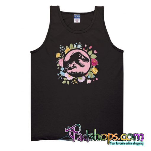 Floral Jurassic Park T-Rex Tank Top-SL