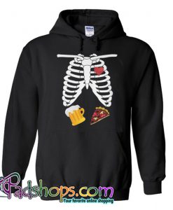 skeleton anatomy beer pizza halloween Hoodie