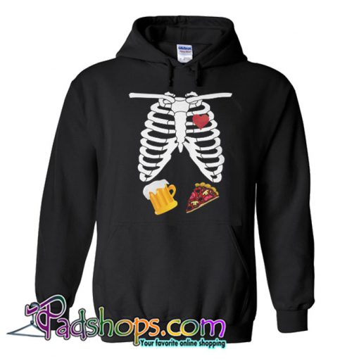 skeleton anatomy beer pizza halloween Hoodie