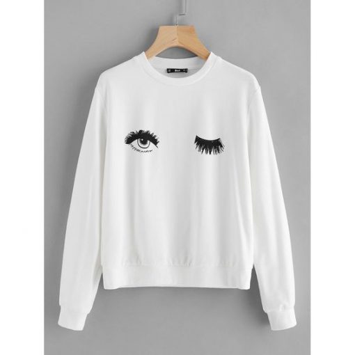 Winky Eye Print Sweatshirt