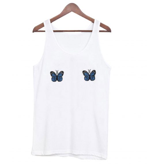 Blue Ribbed Butterfly Tank top Ad