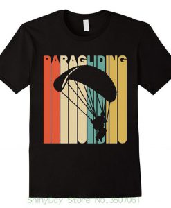 T-shirt Novelty Cool Tops Men's Short Sleeve Tshirt Vintage Style Paragliding Silhouette T-shirt