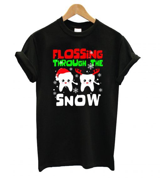 Flossing Through The Snow Christmas t shirt Ad