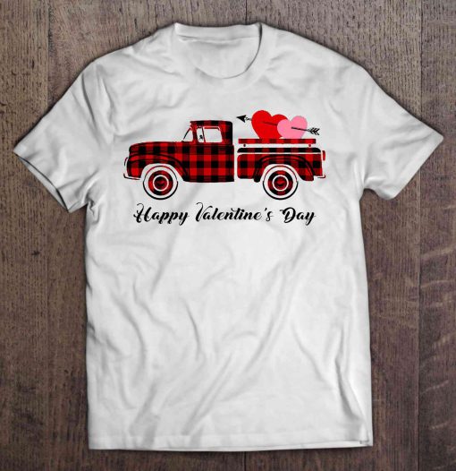 Happy Valentine’s Day Plaid Red Car With Heart t shirt Ad