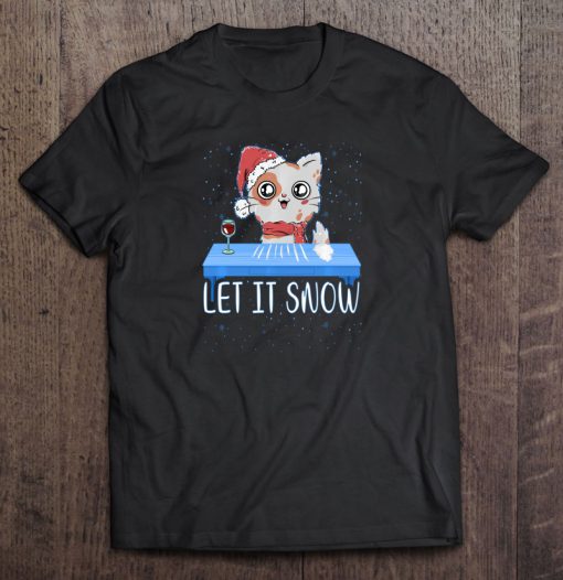 Let It Snow Funny Cat Cocaine Christmas T-SHIRT NT