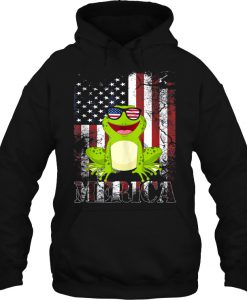 Merica Frog With Glasses American Flag hoodie Ad