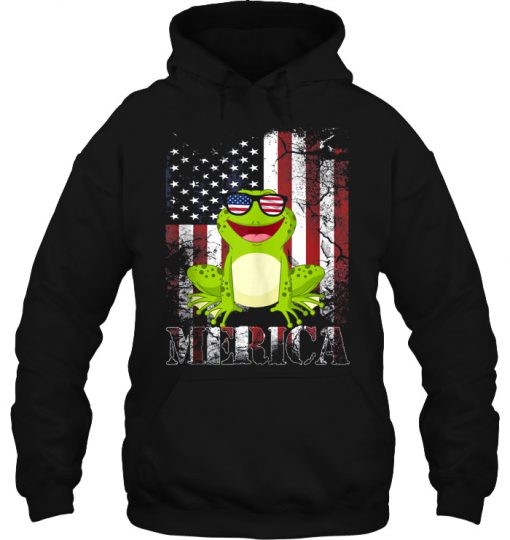 Merica Frog With Glasses American Flag hoodie Ad