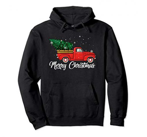 Red Truck Pick Up Christmas hoodie Ad