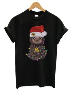 Santa Baby Sloth Christmas light t shirt Ad
