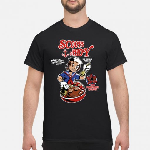 Stranger Things 3 Steve Scoops Ahoy Ice Cream Parlor Shirt Ad