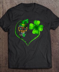 Sugar Skull Irish Shamrock Heart t shirt Ad