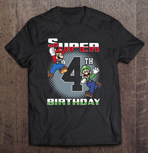 Super 4th Birthday Super Mario t shirt Ad