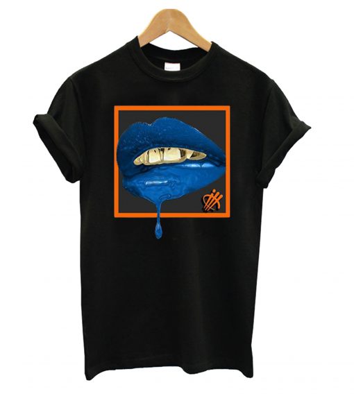 Blue Lips Black T shirt Ad