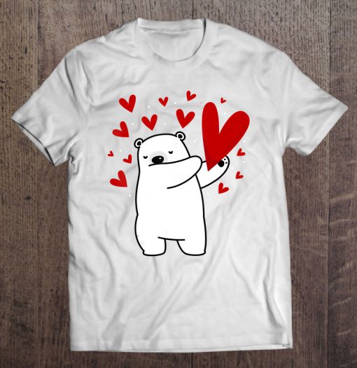 Dabbing Polar Bear Heart Valentine t shirt Ad