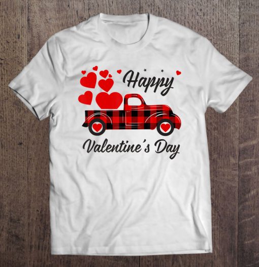 Happy Valentine’s Day Red Plaid Truck t shirt Ad