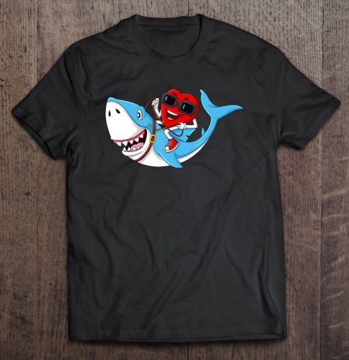 Heart Riding Shark Valentine’s Day t shirt Ad