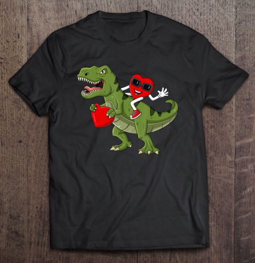 Heart Riding T-Rex Valentine t shirt Ad