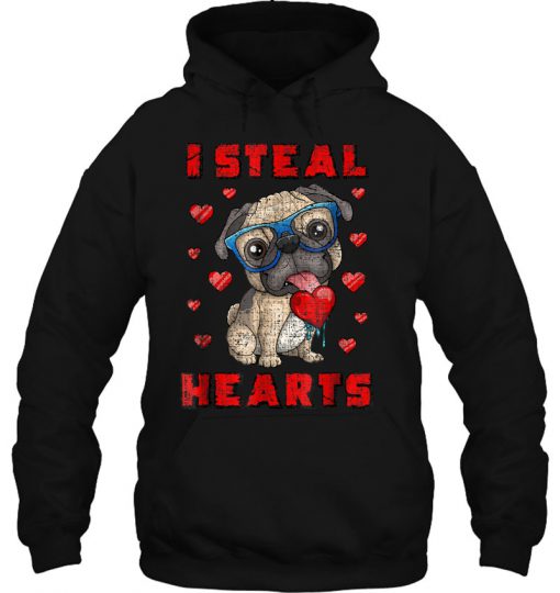 I Steal Hearts Pug Dog Valentine’s Day hoodie Ad