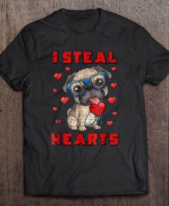 I Steal Hearts Pug Dog Valentine’s Day t shirt Ad