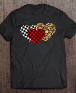 Leopard Heart Buffalo Plaid Heart Valentine t shirt Ad