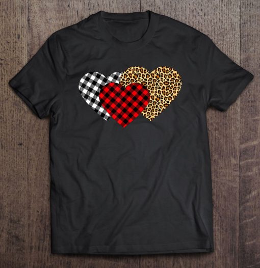 Leopard Heart Buffalo Plaid Heart Valentine t shirt Ad