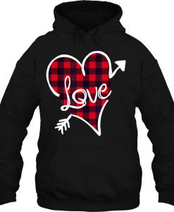 Love Buffalo Plaid Heart Valentine hoodie Ad